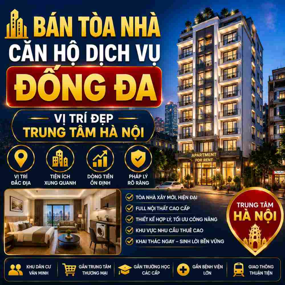Bán Tòa Nhà Căn Hộ Dịch Vụ Đống Đa, Dòng Tiền Cho Thuê Ổn Định